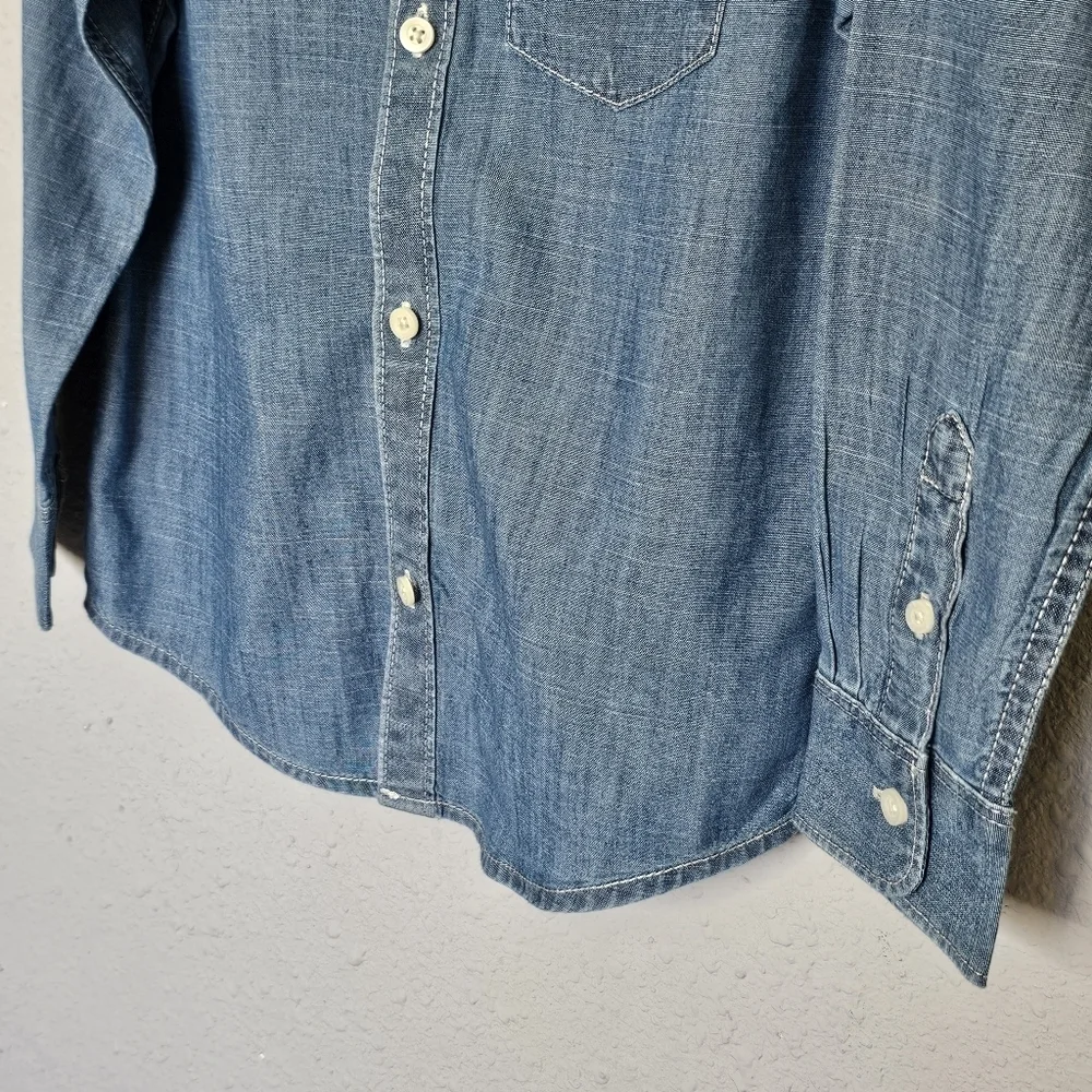 Carters Nautical Anchor Embroidered Blue Button Long Sleeve Shirt‎ Size 4T